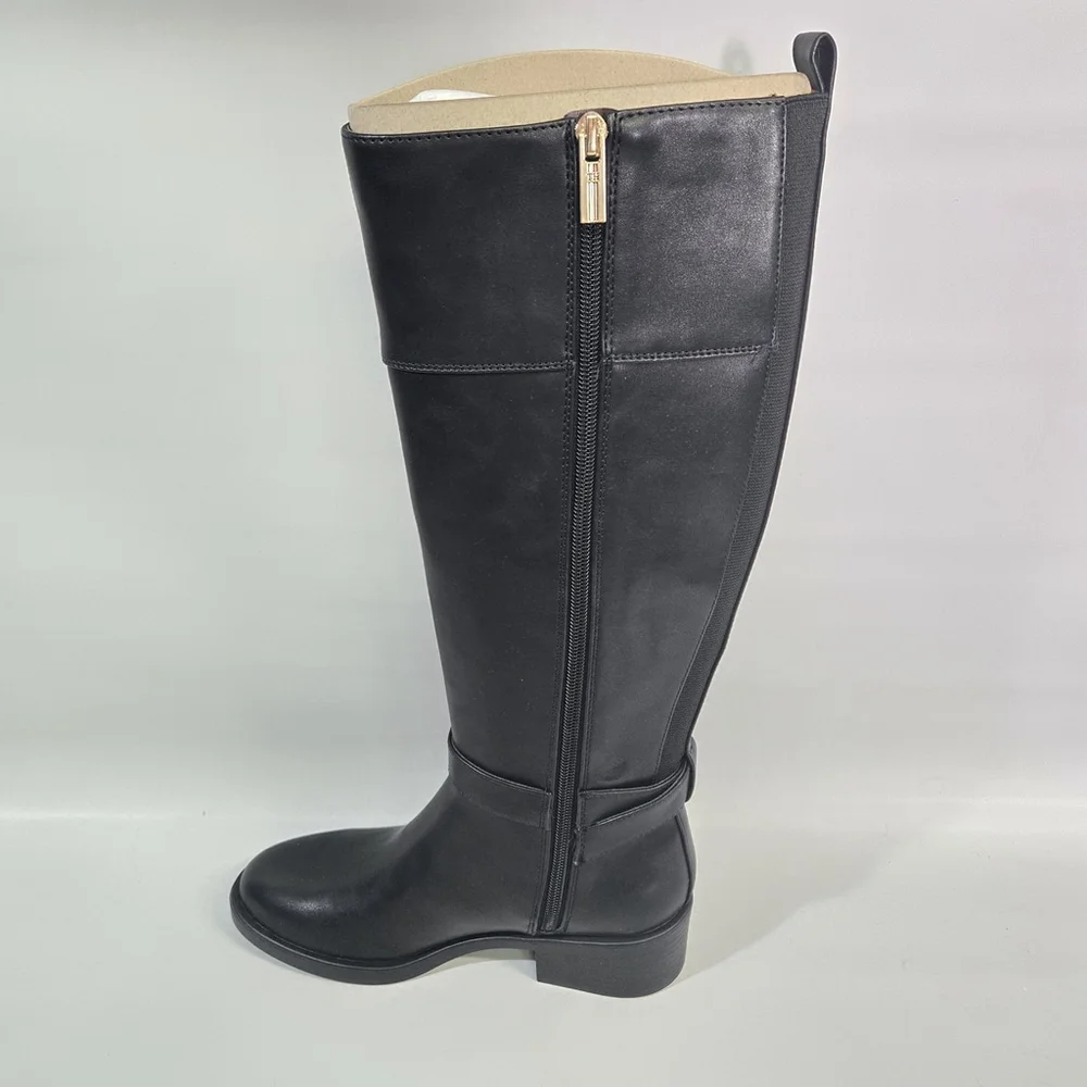 Tommy Hilfiger Ionni Faux Leather Black Riding Boot Knee High 5.5 NIB Equestrian